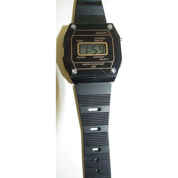 Digital Quartz Black Yellow Water Resistant Watch - Picture 2 of 3